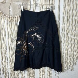 Kenzo Embroidered Crochet Lace Skirt Size 46 (US 12-14)